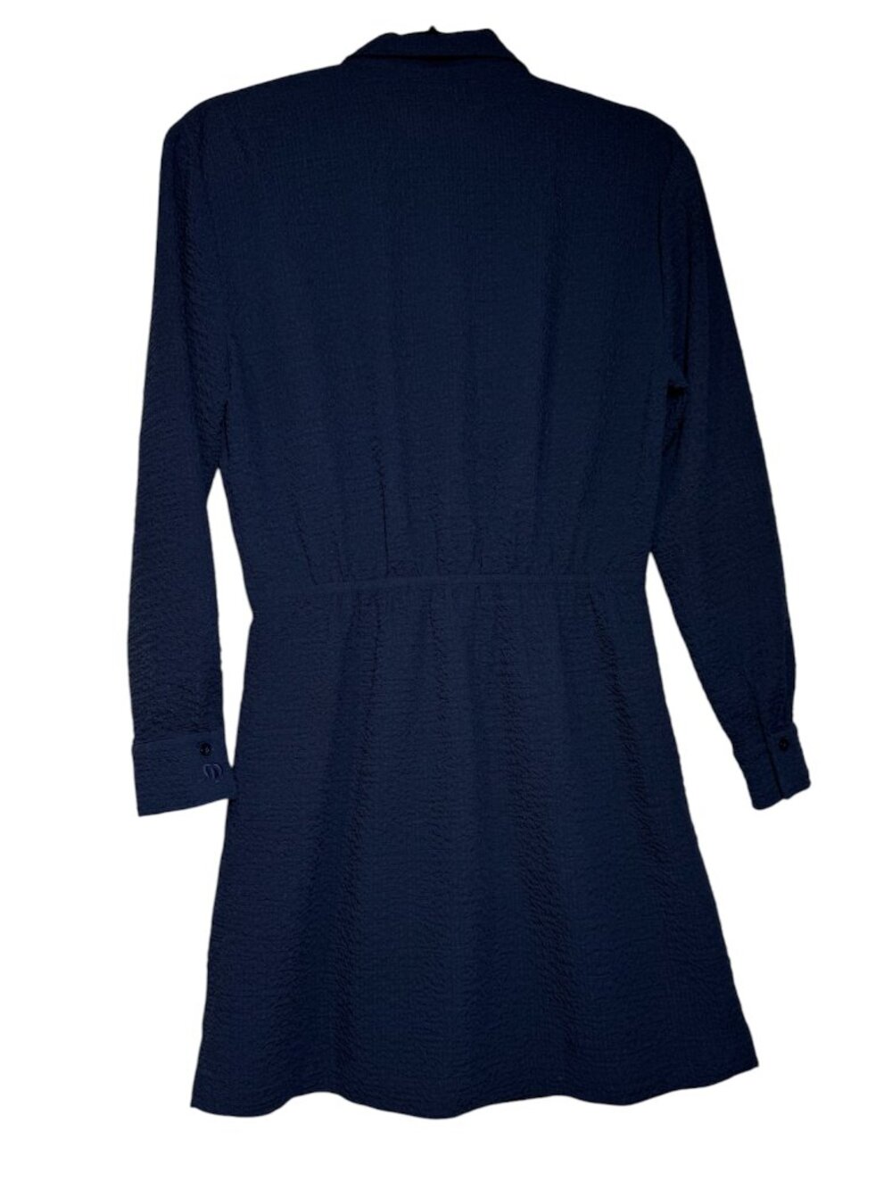 Desigual Short Textured Shirt Dress Navy Blue Size Small Summer Collared Buttons - Picture 3 of 10